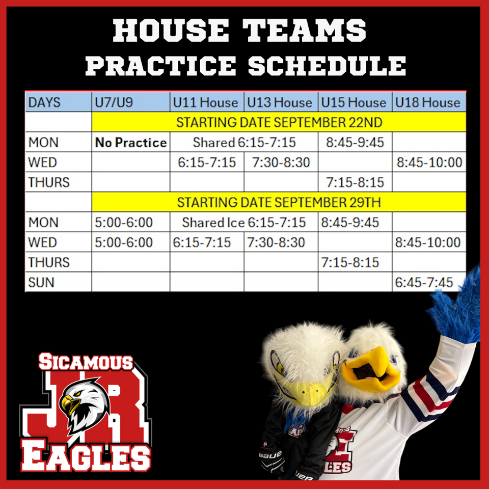 practice schedule house practice schedule house